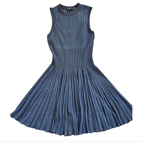 🦃TODAY ONLY🦃Theory check Blue/ black Mini Dress Fit & Flare NWT sz M - Picture 4 of 9